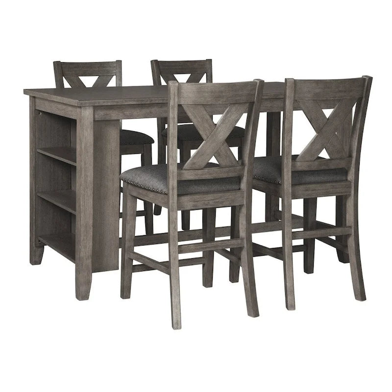 Rectangular Counter Height Dining Table with Storage - Gray
