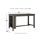 Rectangular Counter Height Dining Table with Storage - Gray