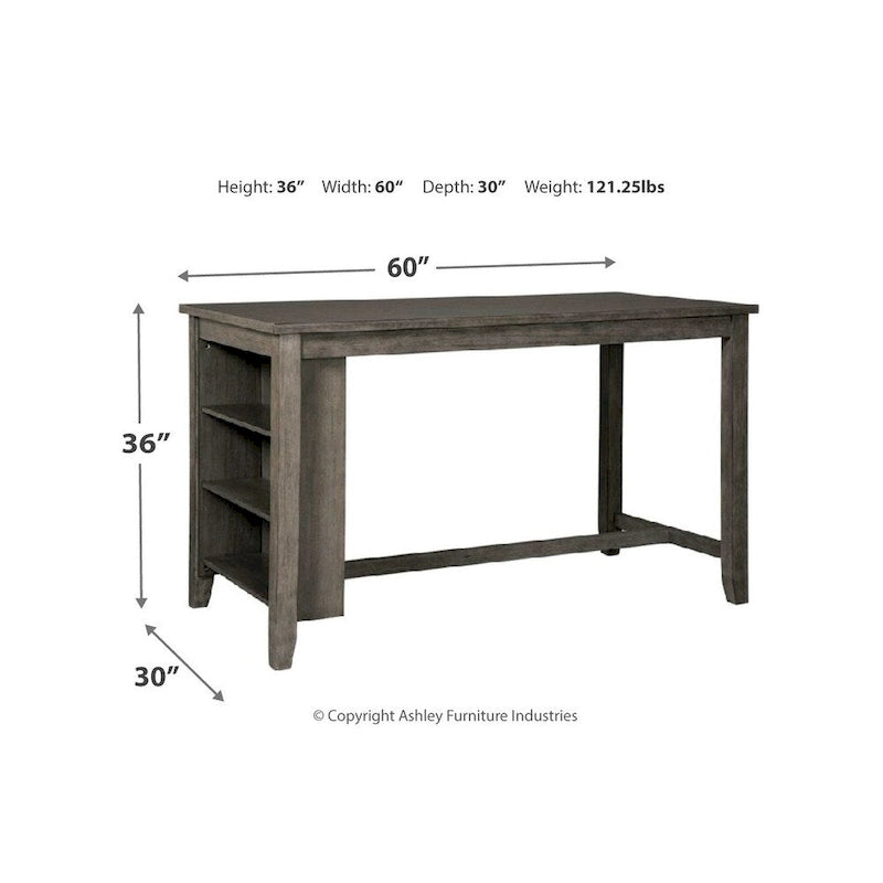 Rectangular Counter Height Dining Table with Storage - Gray