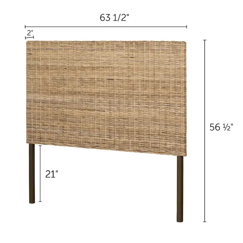 Rattan Headboard with Wall-Mount Anchor Pieces