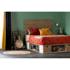 Rattan Headboard with Wall-Mount Anchor Pieces