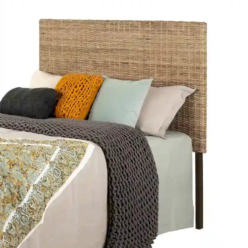 Rattan Headboard with Wall-Mount Anchor Pieces