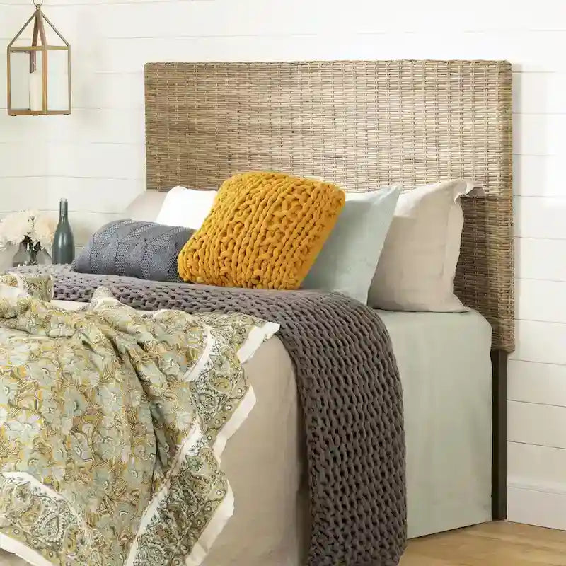 Rattan Headboard with Wall-Mount Anchor Pieces