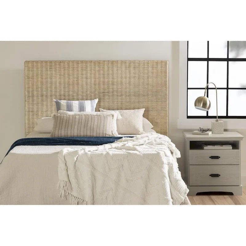 Rattan Headboard with Wall-Mount Anchor Pieces