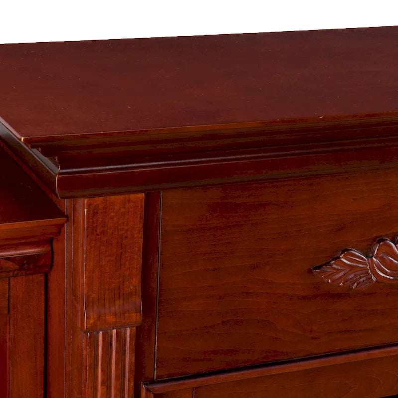 70-inch Mahogany Electric Fireplace with Bookshelves