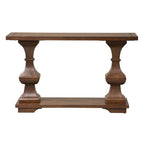 Brown Sofa Table with Heavy Oak Planked Top