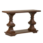 Brown Sofa Table with Heavy Oak Planked Top