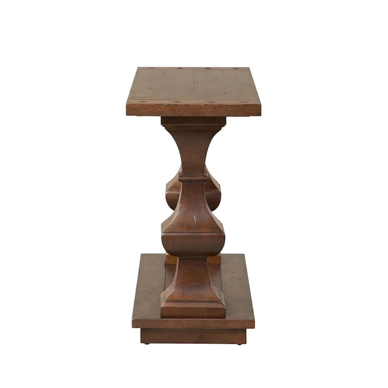Brown Sofa Table with Heavy Oak Planked Top
