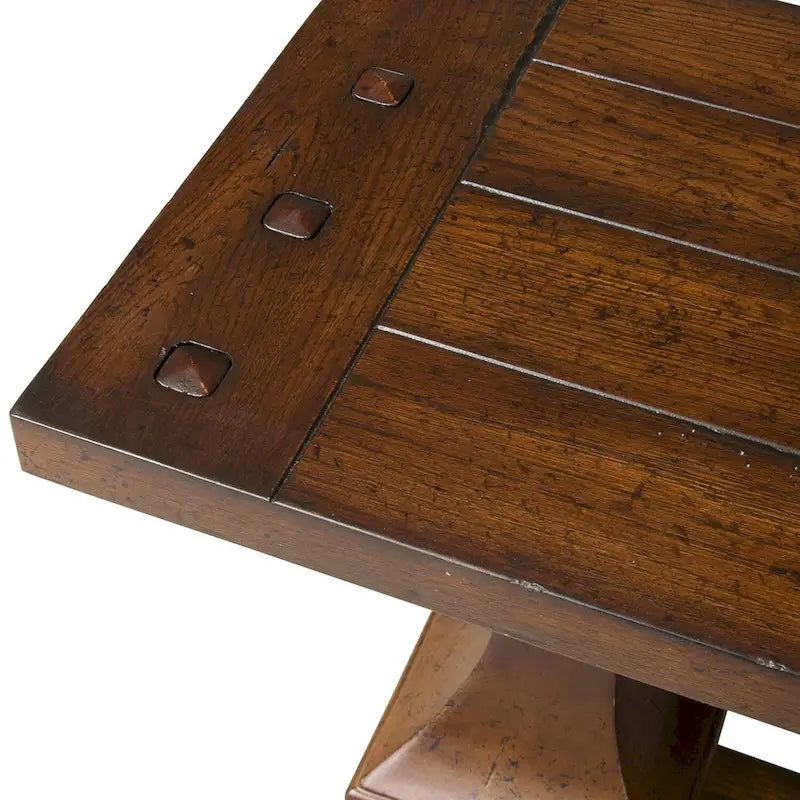 Brown Sofa Table with Heavy Oak Planked Top