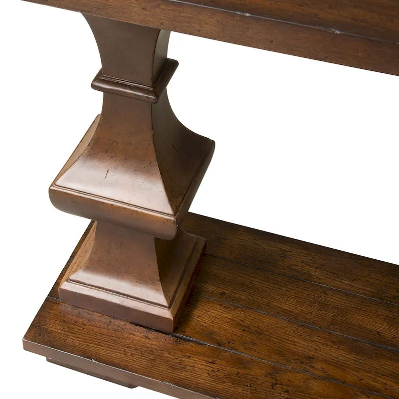 Brown Sofa Table with Heavy Oak Planked Top