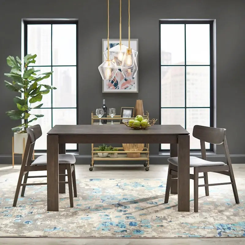 Rustic Grey Dining Table with Rubberwood Legs