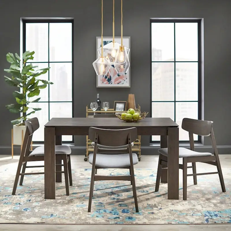 Rustic Grey Dining Table with Rubberwood Legs
