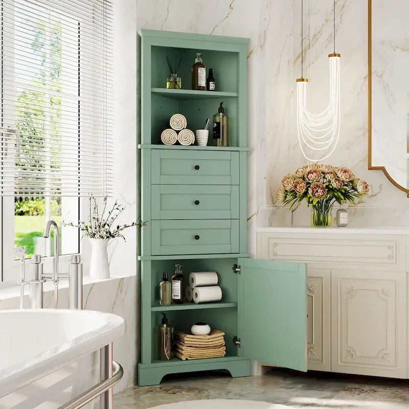 Cabinet with 3 Drawers and Adjustable Shelves for Bathroom,