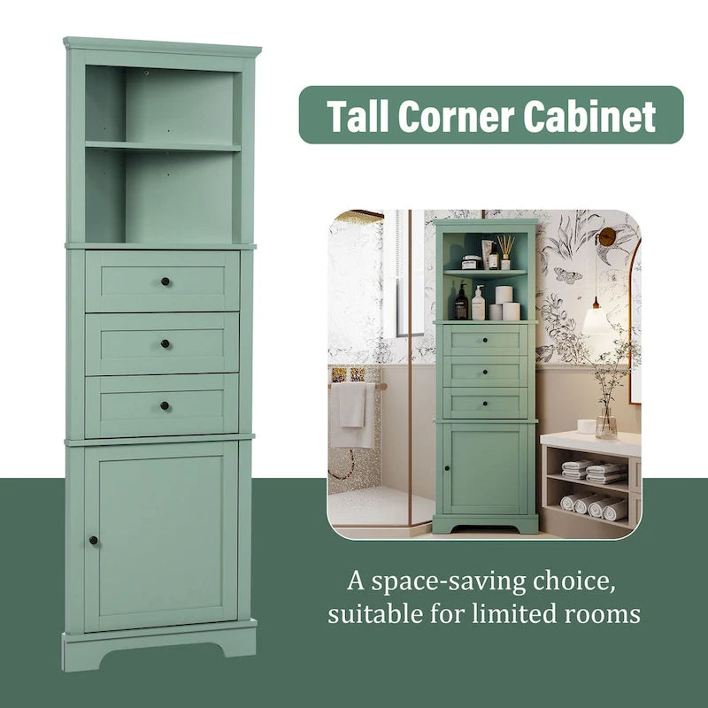 Cabinet with 3 Drawers and Adjustable Shelves for Bathroom,