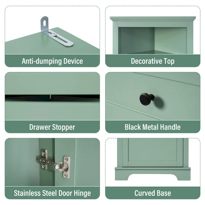 Cabinet with 3 Drawers and Adjustable Shelves for Bathroom,