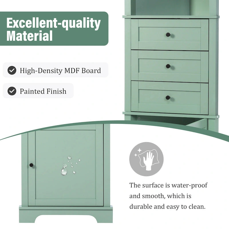 Cabinet with 3 Drawers and Adjustable Shelves for Bathroom,