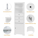 Cabinet with 3 Drawers and Adjustable Shelves for Bathroom,