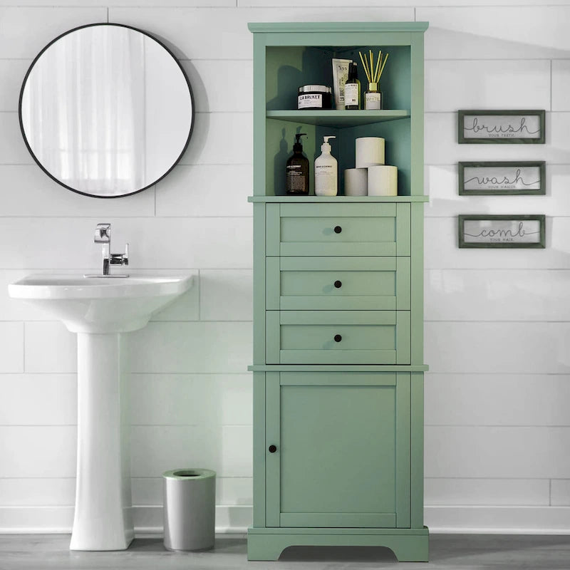 Cabinet with 3 Drawers and Adjustable Shelves for Bathroom,