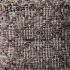 Grey Patterned Leather and Cotton Square Pouf