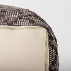 Grey Patterned Leather and Cotton Square Pouf