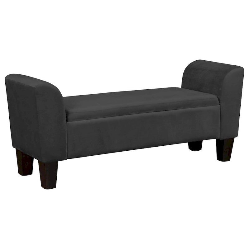 55-inch Accent Storage Bench with Performance Velvet Upholstery, Black