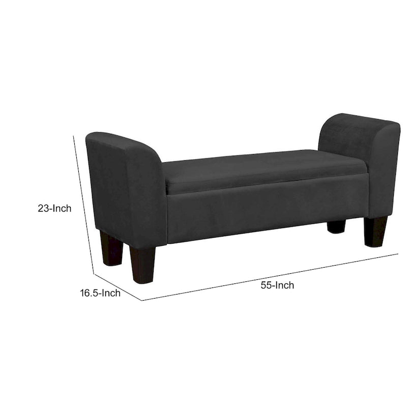 55-inch Accent Storage Bench with Performance Velvet Upholstery, Black