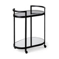 Black Metal Frame Two-Tier with Glass Shelves Bar Cart