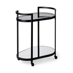 Black Metal Frame Two-Tier with Glass Shelves Bar Cart