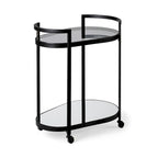 Black Metal Frame Two-Tier with Glass Shelves Bar Cart