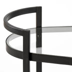 Black Metal Frame Two-Tier with Glass Shelves Bar Cart