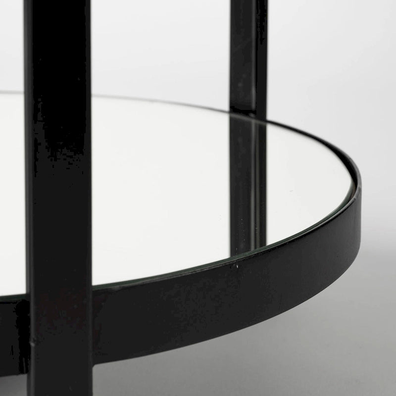 Black Metal Frame Two-Tier with Glass Shelves Bar Cart