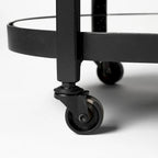 Black Metal Frame Two-Tier with Glass Shelves Bar Cart