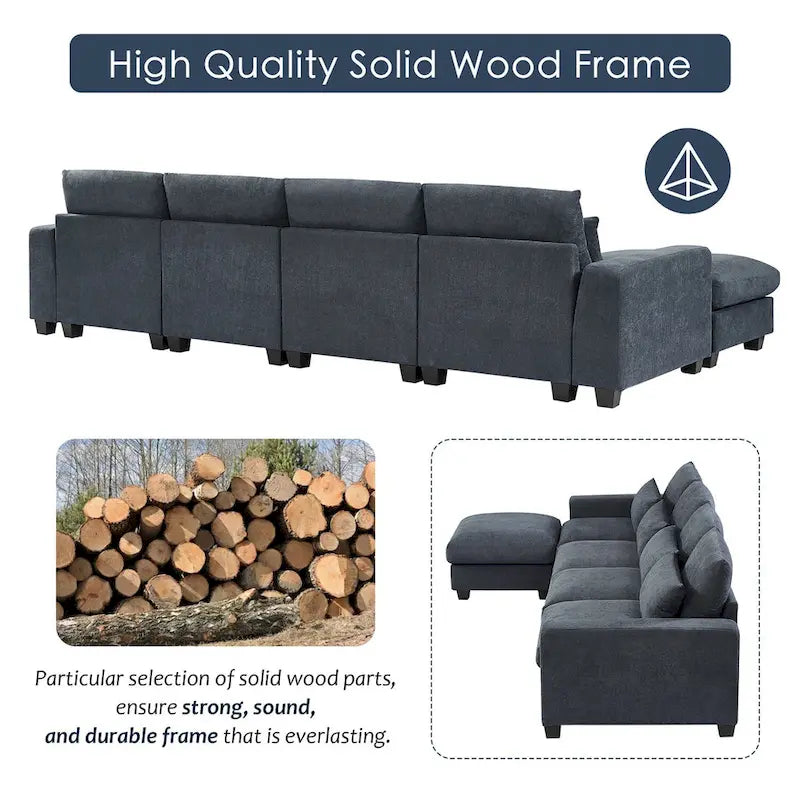 Convertible Sofa Couch with Reversible Chaise