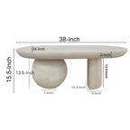 38 Inch Coffee Table, Oblong Mango Wood Top with a Modern Ball Leg