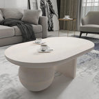 38 Inch Coffee Table, Oblong Mango Wood Top with a Modern Ball Leg
