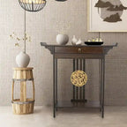 Bamboo Console Table with Drawer, 32 x 13 x 33 Inches