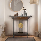 Bamboo Console Table with Drawer, 32 x 13 x 33 Inches
