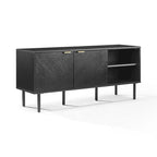 Record Storage Sideboard with Chevron Oak-Grain Doors