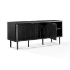 Record Storage Sideboard with Chevron Oak-Grain Doors