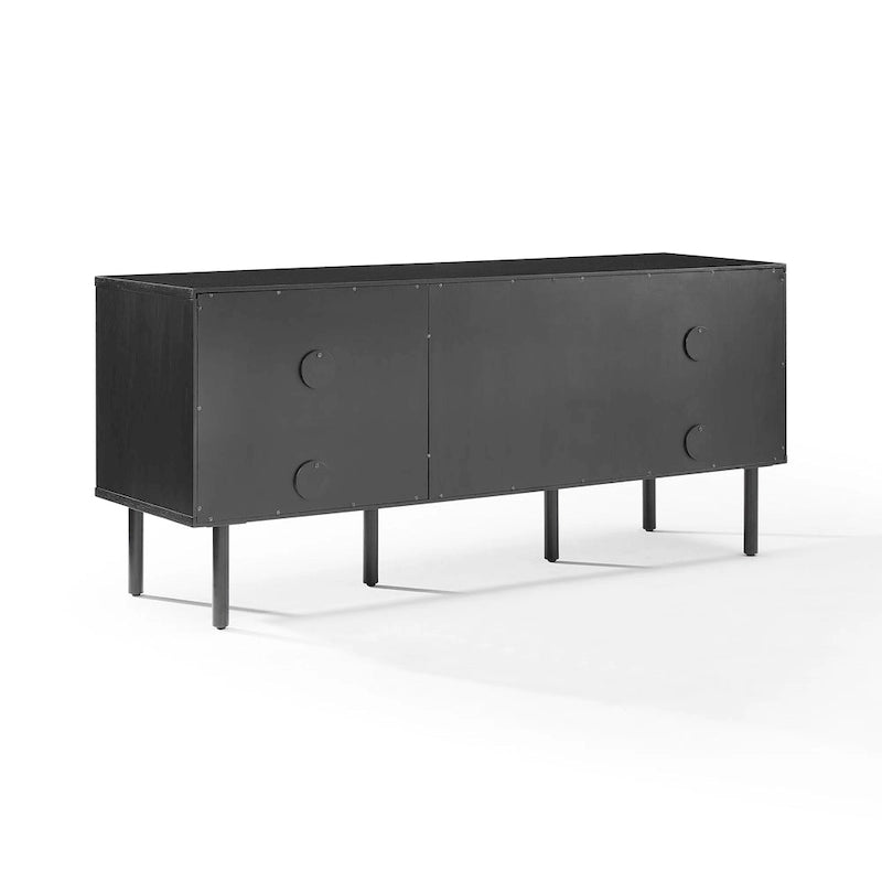 Record Storage Sideboard with Chevron Oak-Grain Doors