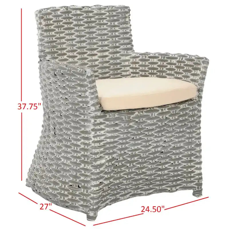 Wicker Washed Out Grey Armchair - 28 W X 24 D X 33 H - 28Wx24Dx33H