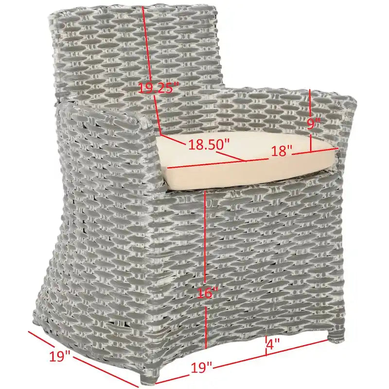 Wicker Washed Out Grey Armchair - 28 W X 24 D X 33 H - 28Wx24Dx33H