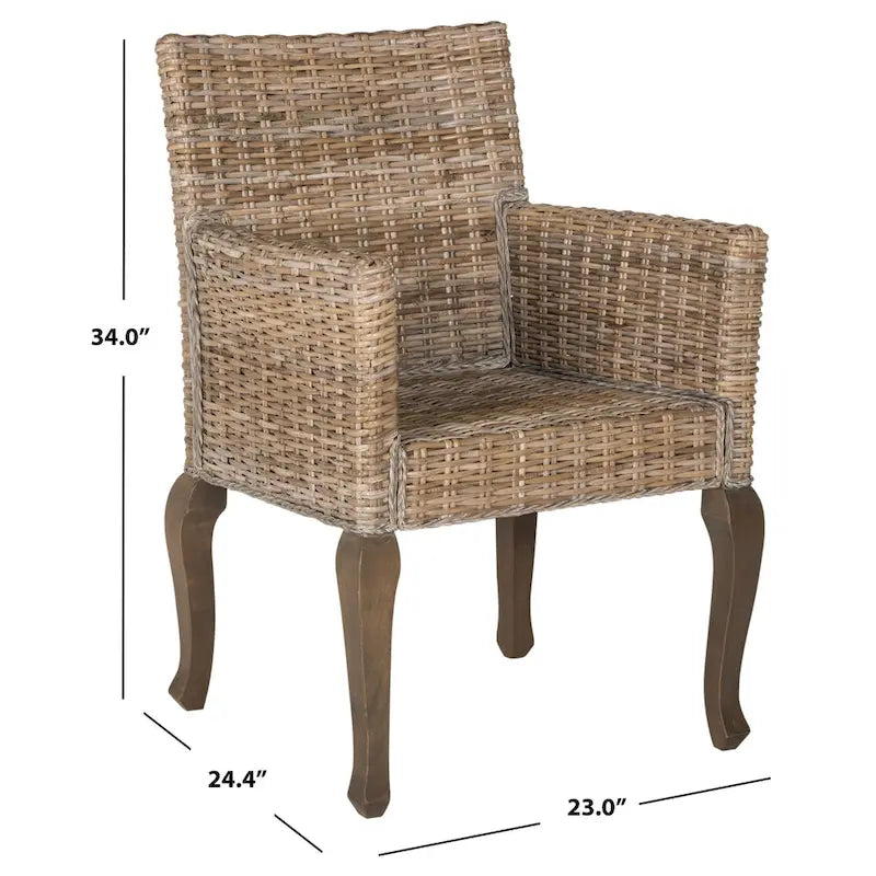 Natural Dining Chair Set of 2, 23 x 24.4 x 34 Inches