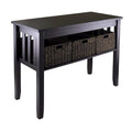 Espresso 2-Tier Console Table with 3 Storage Baskets