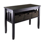 Espresso 2-Tier Console Table with 3 Storage Baskets