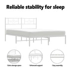 White Full Size Metal Bed Frame, 77.2 x 55.9 x 35.4 Inches