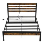 Full Industrial Metal Platform Bed Frame Charging Station