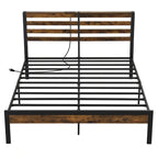 Full Industrial Metal Platform Bed Frame Charging Station