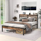 Full Industrial Metal Platform Bed Frame Charging Station