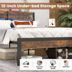 Full Industrial Metal Platform Bed Frame Charging Station